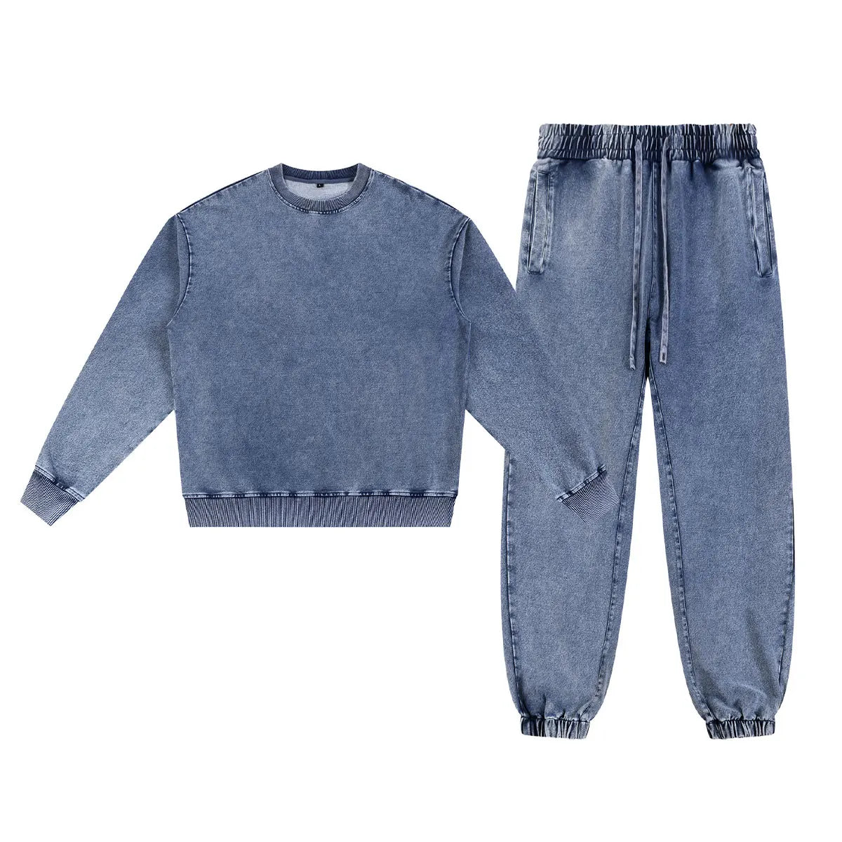 Essential Streetwear Supplier Low MOQ Vintage Washed Blank Custom Logo Mens Jogger Tracksuit