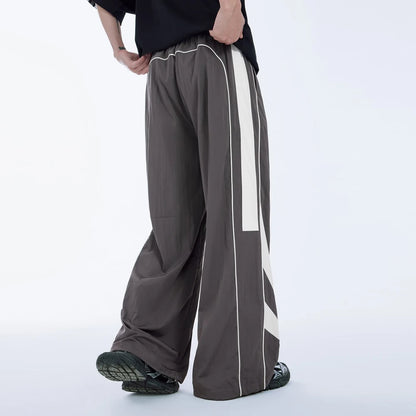 Color Block Sportswear Track Pants Men Oversized Fit Baggy Wide Leg Lightweight Pants