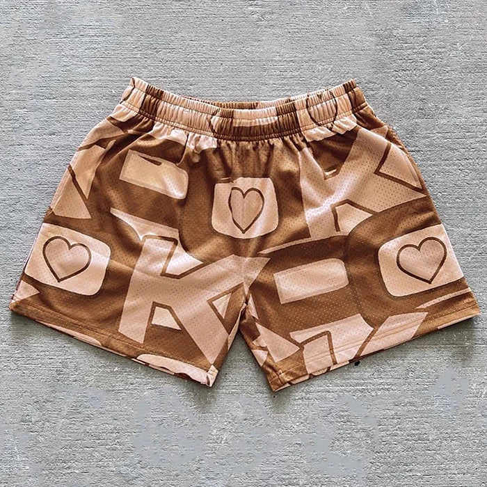 Huilin Manufacturer Oem Summer Fashion Streetwear Polyester Shorts Custom Dtg Printed Men Mesh Basketball Shorts