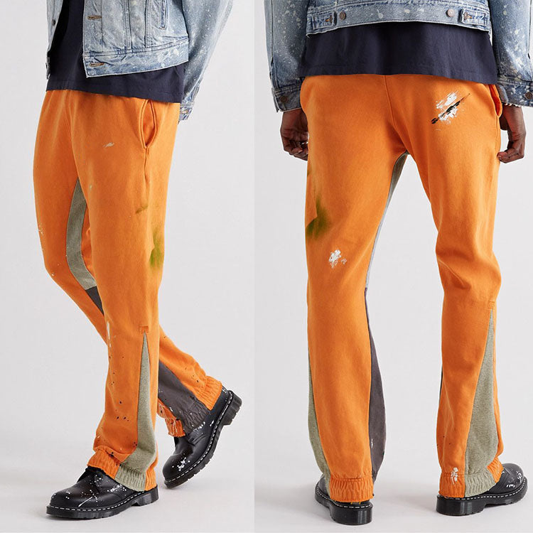 HUILI FACTORY french terry blank flare pants men custom paint embroidery flare sweatpants