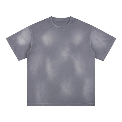 Heavyweight Cotton Supplier Low MOQ Vintage Spray Wash Blank Custom Logo Casual Crewneck Tee