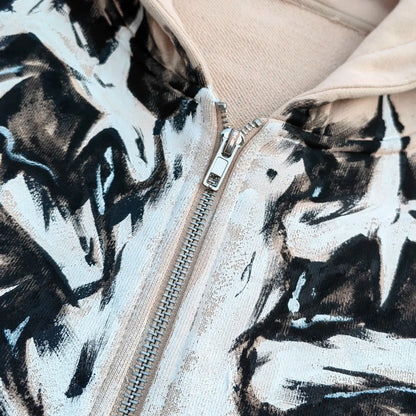 100% Cotton Heavyweight Hoodie Custom Allover Printed Zipper up Men Vintage Graffiti Graphic Hoodie