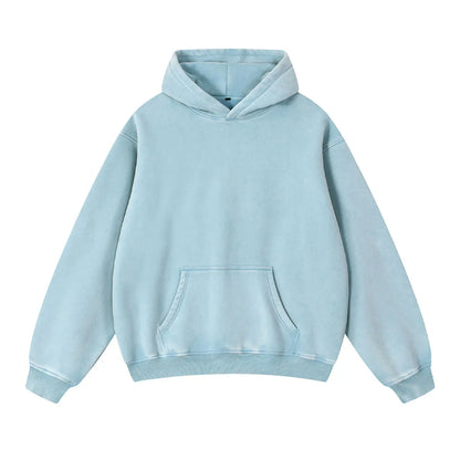 Heavyweight Fleece Supplier Low MOQ Vintage Snowflake Wash Blank Custom Logo Casual Hooded Sweatshirt