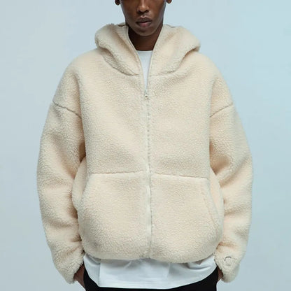 Heavyweight Wool Winter Zipper Hooded Jacket