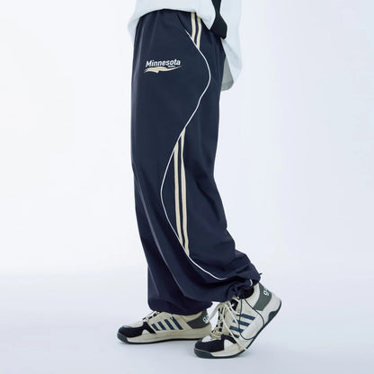 Wholesale New Trend Relaxed Fit Unisex High Street Sportswear Pants Custom Logo Printed Men Baggy Wide Leg Track Pants