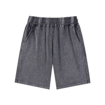 Essential Fashion Supplier Low MOQ Vintage Acid Wash Blank Custom Logo Mens Loose Fit Washed Shorts