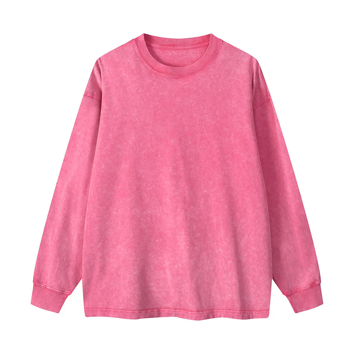 Trending Streetwear Supplier Low MOQ Acid Wash Oversized Blank Custom Print Unisex Long Sleeve T Shirt