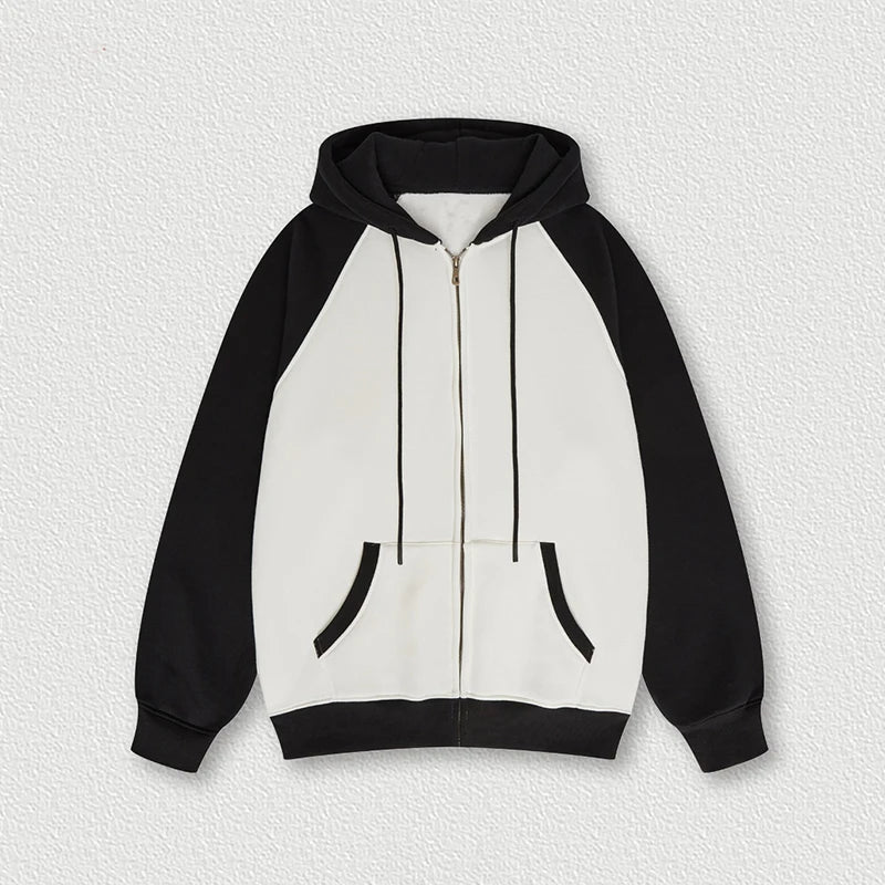 Huili Wholesale Custom Logo Color Block Zip Up Hoodie Pullover Sport Wear Oversize Hoodier Men's Hoodies & Sweatshirts