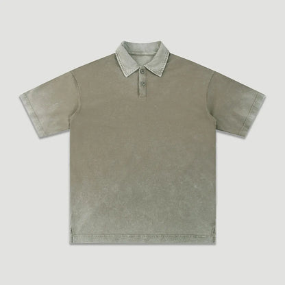 Customizable Casual Manufacturer Supplier Low MOQ Vintage Acid Wash Blank Custom Print Custom Logo Mens Short Sleeve Polo