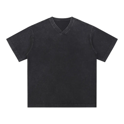 Trending Streetwear Supplier Low MOQ Vintage Oversized Blank Custom Logo Mens V Neck T Shirt