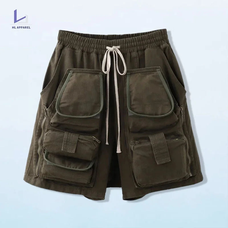 HL manufacturer wholesale high quality luxury above the knee shorts men heavy hip hop designer custom multi pocket cargo shorts