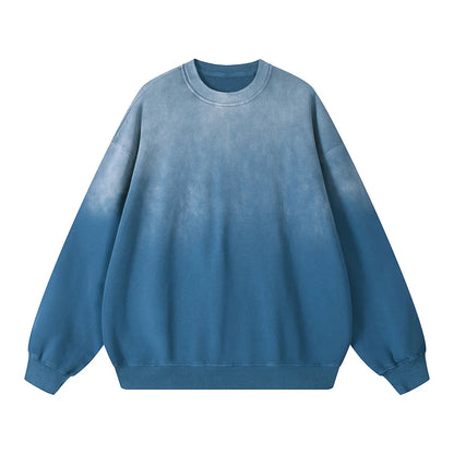 Heavyweight Cotton Supplier Low MOQ Vintage Garment Dye Blank Custom Logo Casual Gradient Crewneck Sweatshirt