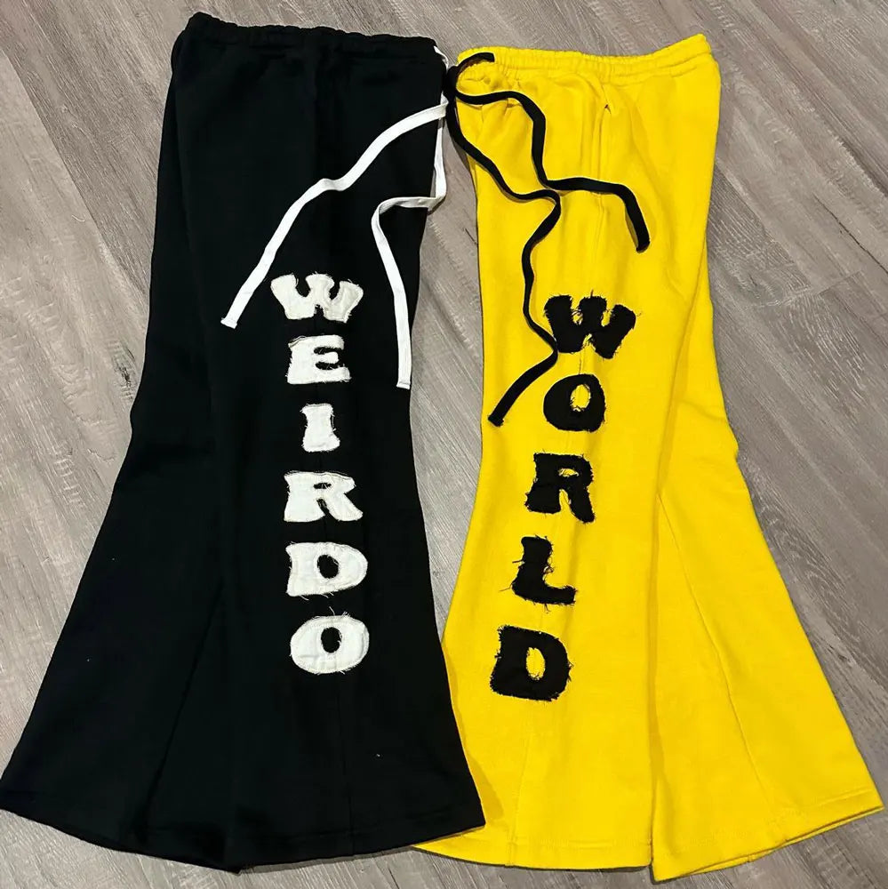 Custom blank plain joggers stacked custom printing logo drawstring casual sweat pants flared sweatpants men's pants trousers