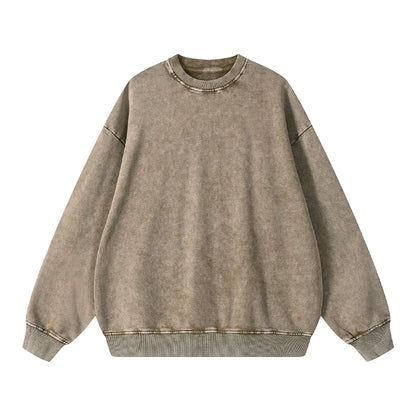 Heavyweight Cotton Supplier Low MOQ Vintage Garment Dye Blank Custom Logo Casual Gradient Crewneck Sweatshirt