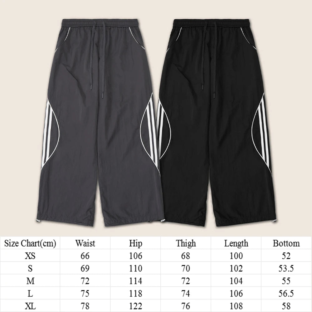 Huilin Hot Sale Summer Streetwear Unisex Oversized Pants Custom Elastic Waist Men Baggy Wide Leg Vintage Track Pants