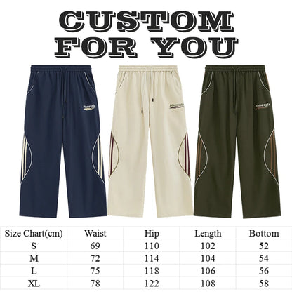 Wholesale New Trend Relaxed Fit Unisex High Street Sportswear Pants Custom Logo Printed Men Baggy Wide Leg Track Pants