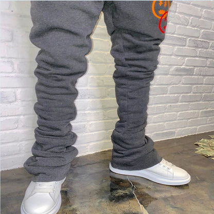 FACTORY heavyweight cotton flared custom printing stacked sweatpants men