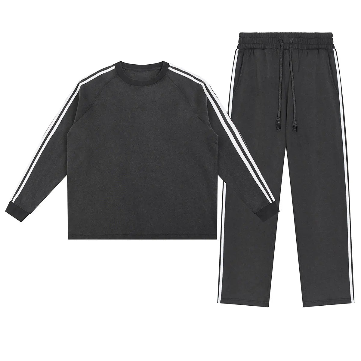 Vintage Fashion Supplier Low MOQ Acid Wash Washed Blank Custom Print Mens Striped Jogger Tracksuit