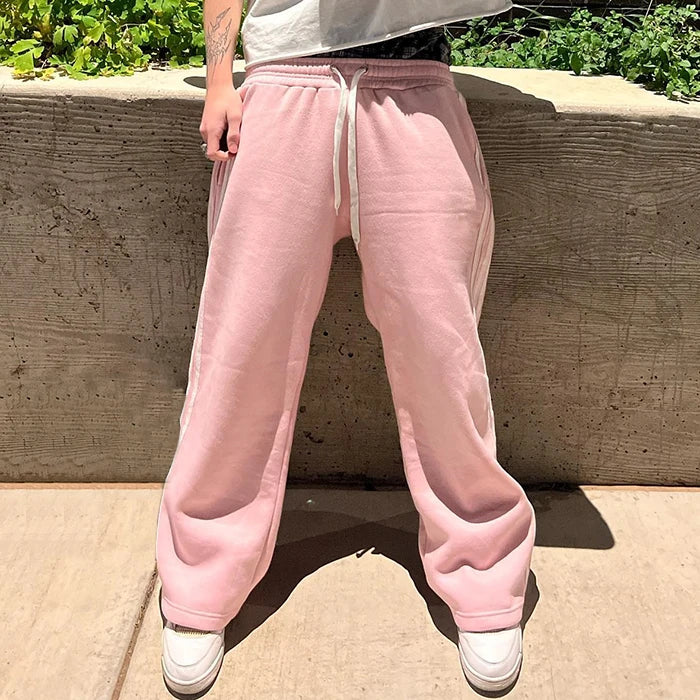 HUILIN Custom Heavyweight 500 GSM Cotton Fleece Track Flared Jogger Men Print Logo Wide Straight Leg Baggy Sweatpants For Men