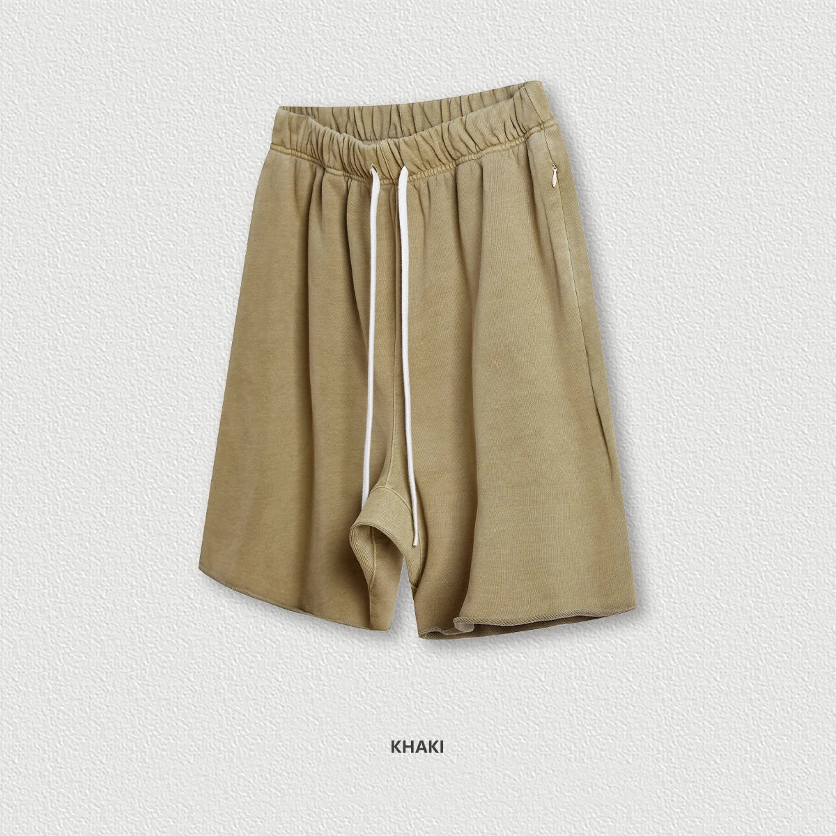 Huilin Oem Manufacturer New Custom High Street 100% Cotton Sweat Shorts Men Raw Hem Vintage Washed Shorts