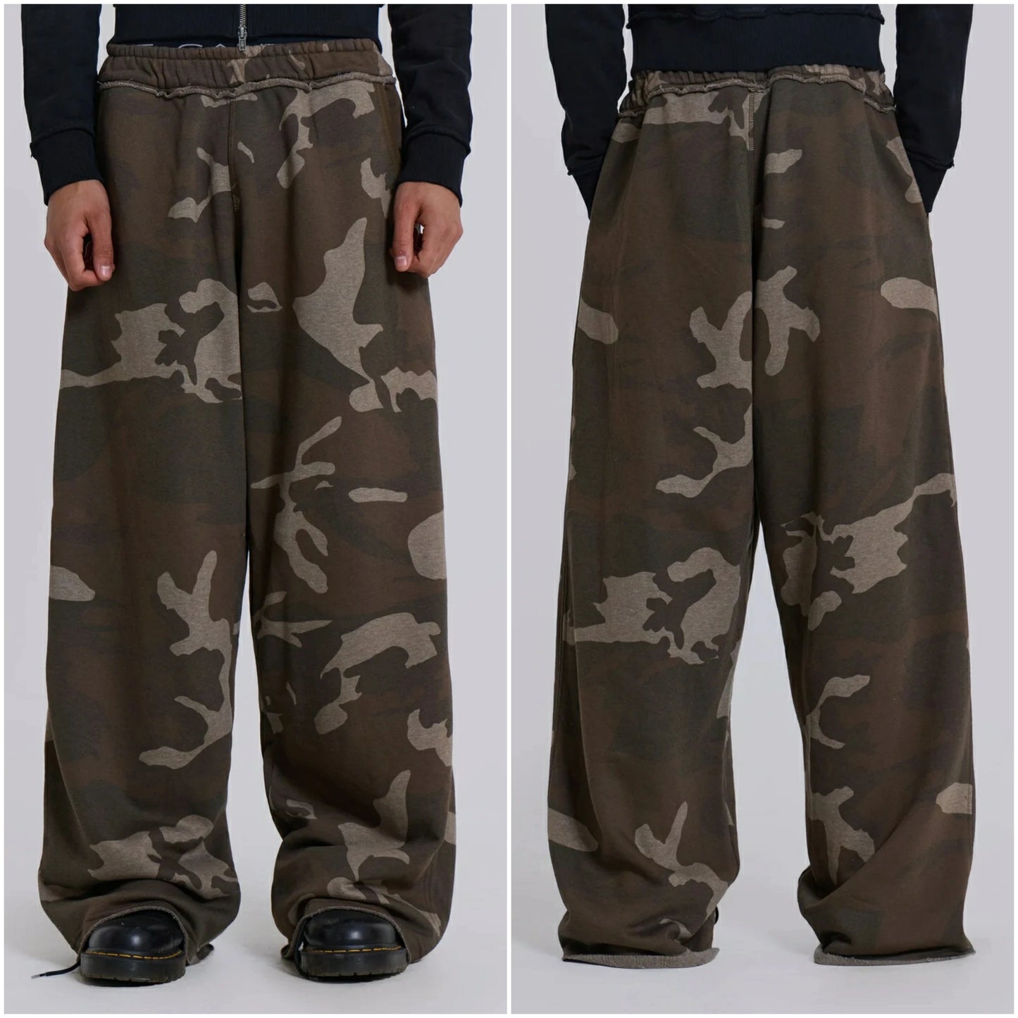 Huilin Manufacturer Oem 100% Cotton Heavyweight Wide Leg Sweatpants Men Custom Dtg Printed Oversized Fit Baggy Camo Sweatpants