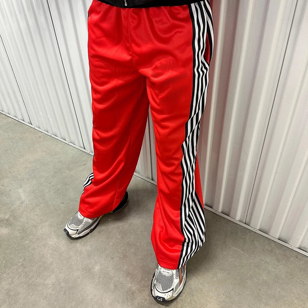 Huilin New Trend Basic Elastic Waist Straight Leg Sweatpants Custom Striped Trimmed Side Men Wide Leg Track Pants