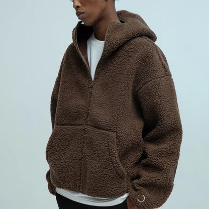 Heavyweight Wool Winter Zipper Hooded Jacket