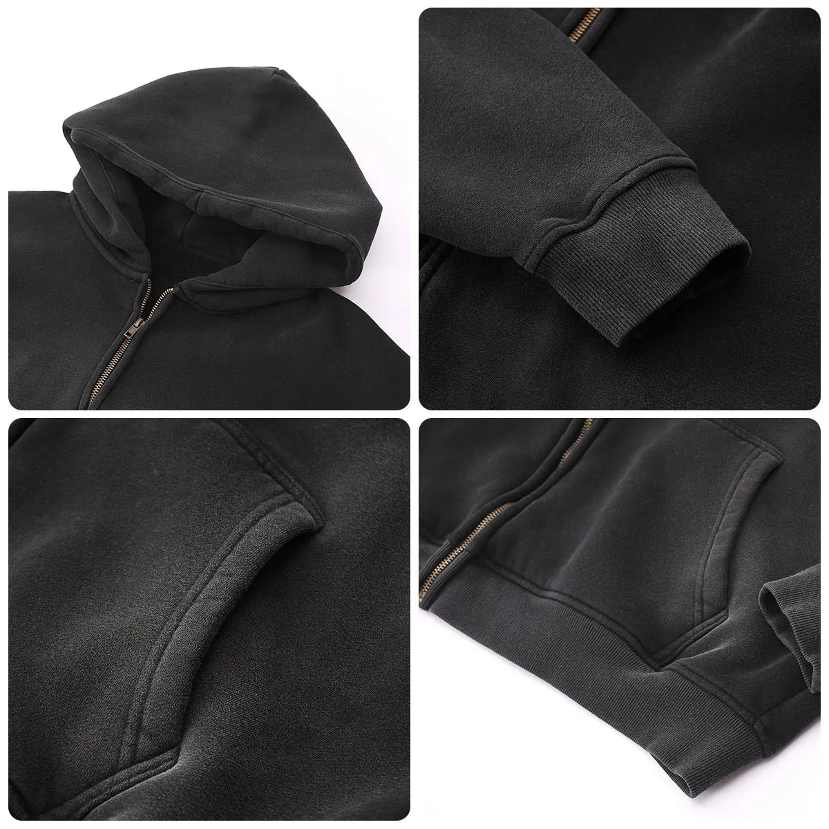 Trending Streetwear Supplier Low MOQ Vintage Oversized Blank Custom Logo Mens Full Zip up Hoodie