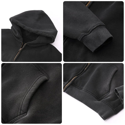 Trending Streetwear Supplier Low MOQ Vintage Oversized Blank Custom Logo Mens Full Zip up Hoodie