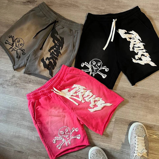 Custom Heavy Weight Cotton Pants Raw Hem Ripped Plain Fleece Streetwear Shorts Sports Drawstring Cargo Joggers Acid Wash Shorts