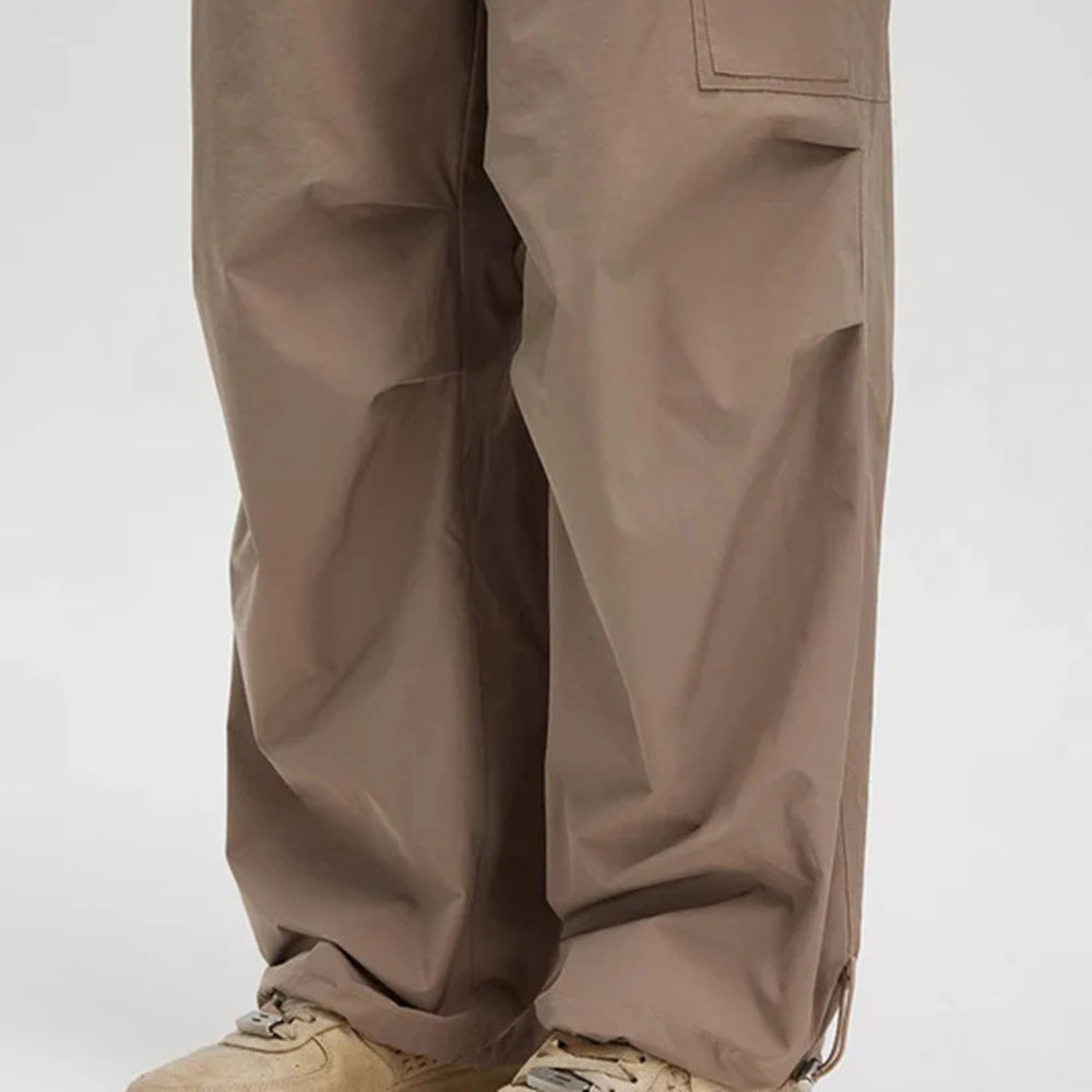 Huilin Manufacturer Oem Solid Color 100% Cotton Wide Leg Track Work Pants Men Oversized Baggy Wide Leg Twill Cargo Pants