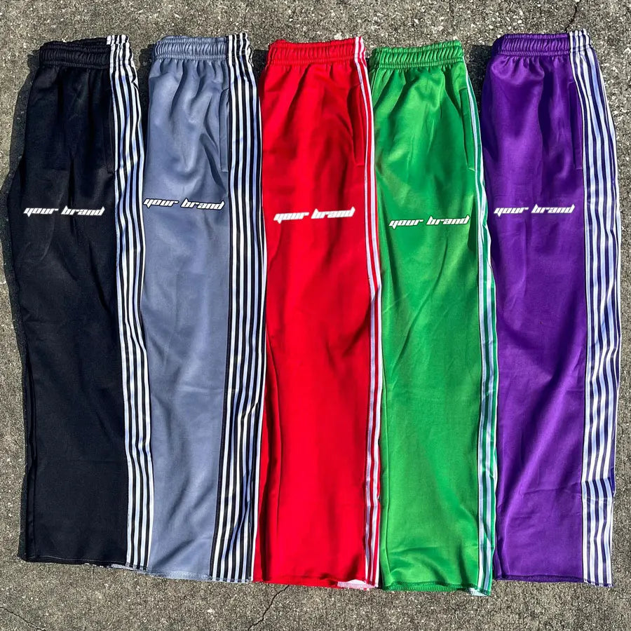 Straight Wide Leg Sweatpants Men Oversized Fit Side Striped Sweatpants