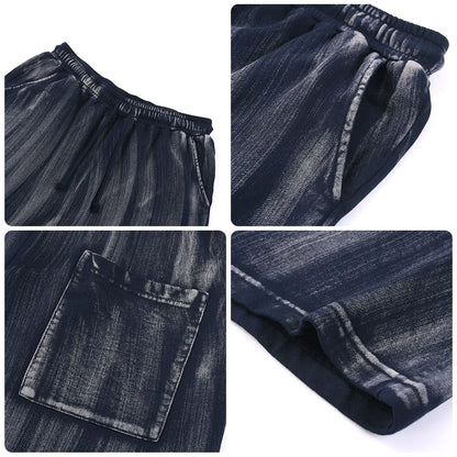 Heavyweight Cotton Supplier Low MOQ Acid Wash Garment Dye Blank Custom Print Casual Drawstring Shorts