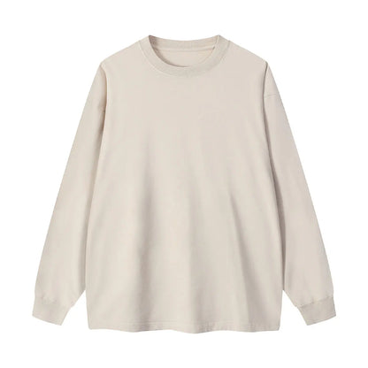 Trending Streetwear Supplier Low MOQ Acid Wash Oversized Blank Custom Print Unisex Long Sleeve T Shirt