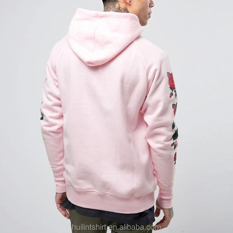 clothing manufacturers overseas rose sleeve print sublimation hoodies pullover french terry custom logo blanket hoodie