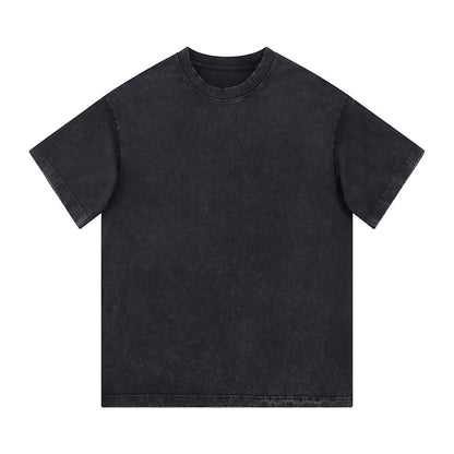 Heavyweight Cotton Supplier Low MOQ Acid Wash Garment Dye Blank Custom Print Casual Crewneck Tee