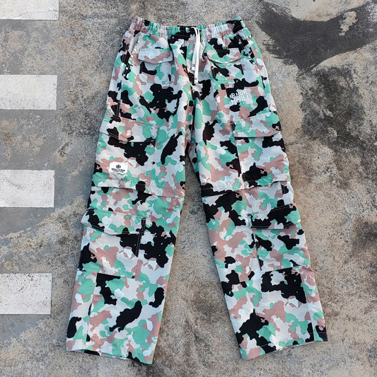 Wide Leg Cargo Track Pants Men Custom Allover Printed Detachable Leg Tactical Camo Work Cargo Pants