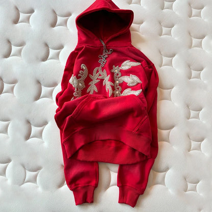 Oem High Quality Retro Washed Zip Up Hoodies Custom Oversized Fit Men Embroidery Logo Patched Rhinestone Vintage Hoodie