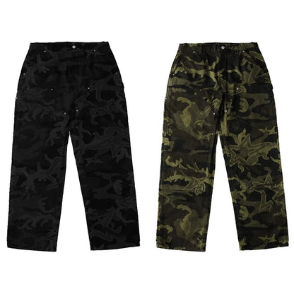 Tactical Carpenter Outdoor Pants Trousers Custom Allover Camo Printed Men Ripstop Wide Leg Cargo Pants