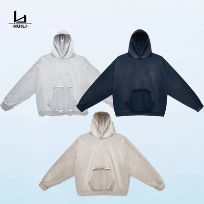 Wholesale 2025 Heavy Cotton 460gsm Vintage Baggy Fit Hoodies Acid Wash Faded Hoodie French Terry Hoodie