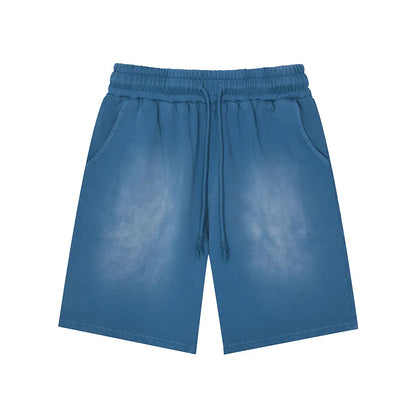Vintage Fashion Supplier Low MOQ Acid Wash Garment Dye Blank Custom Print Mens Loose Fit Summer Shorts