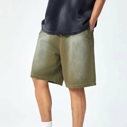 Vintage Fashion Supplier Low MOQ Acid Wash Garment Dye Blank Custom Print Mens Loose Fit Summer Shorts