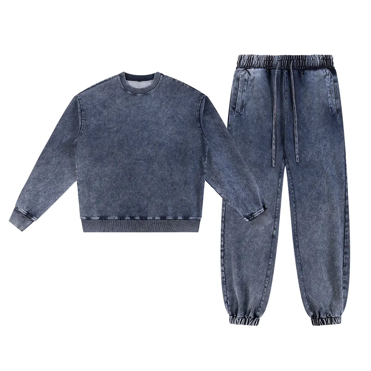 Essential Streetwear Supplier Low MOQ Vintage Washed Blank Custom Logo Mens Jogger Tracksuit