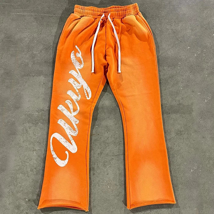 Huilin Hot Selling Heavyweight Cotton French Terry Sweatpants Men Custom Acid Vintage Washed Baggy Wide Leg Sweatpants