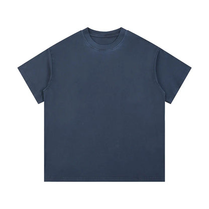 Heavyweight Cotton Supplier Low MOQ Vintage Washed Blank Custom Logo Casual Crewneck Tee
