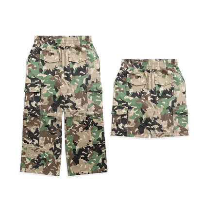 100% Cotton Multi Pockets Cargo Pants Men Custom Allover Camo Patten Printed Convertible 2In1Cargo Pants