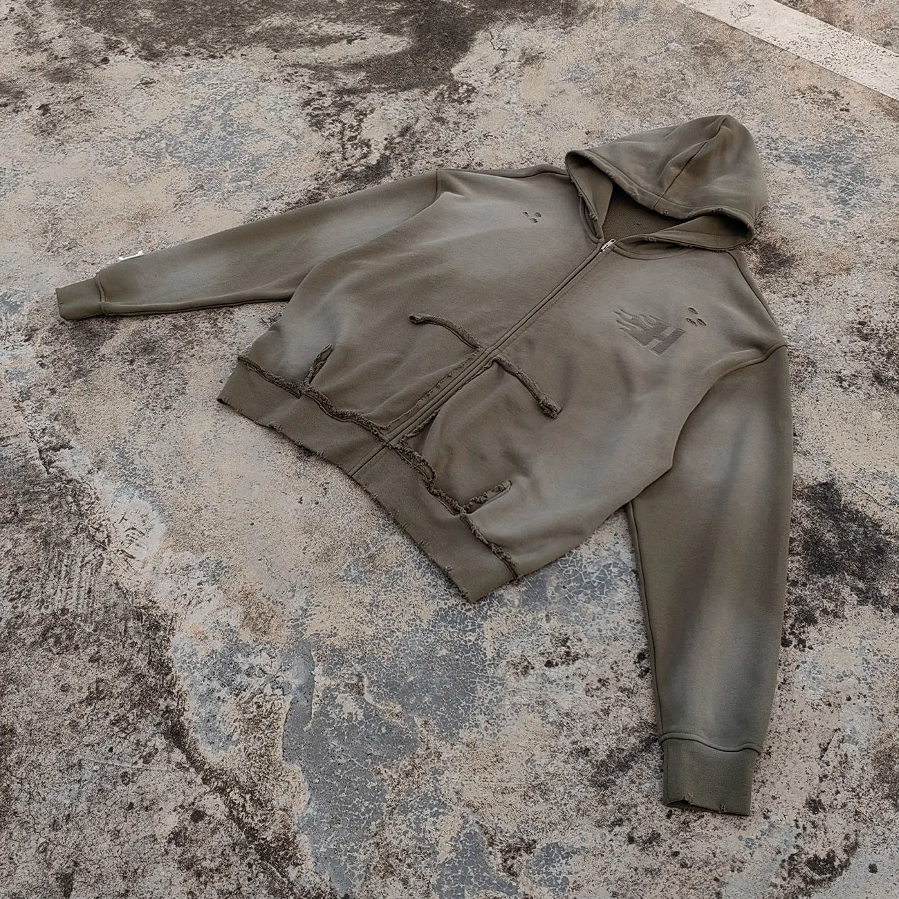 Custom Embroidery logo Zip up Hoodies Men Distressed Vintage Washed 400 Gsm Heavyweight Sunfaded Boxy Hoodie