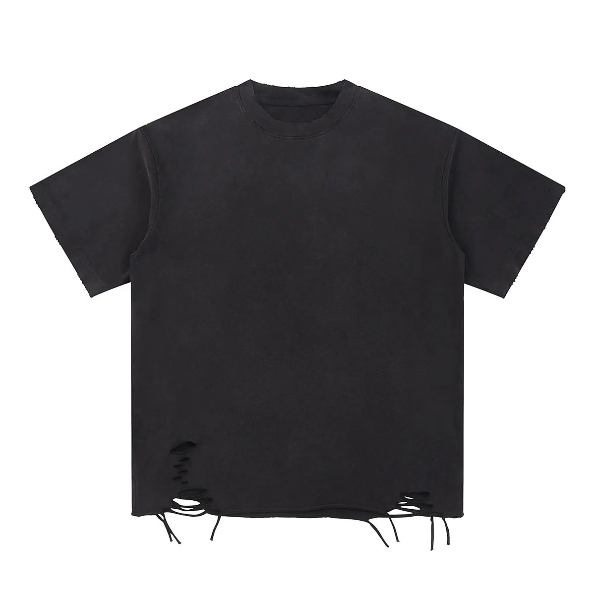 Y2K Fashion Supplier Low MOQ Vintage Acid Wash Blank Custom Logo Mens Raw Edge Crewneck Shirt