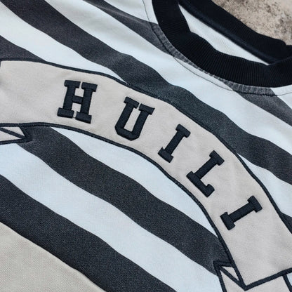 Custom 100% Cotton Heavyweight Oversized T-shirt Embroidery logo Men Color Block Raw Hem Boxy Long Sleeve T Shirt