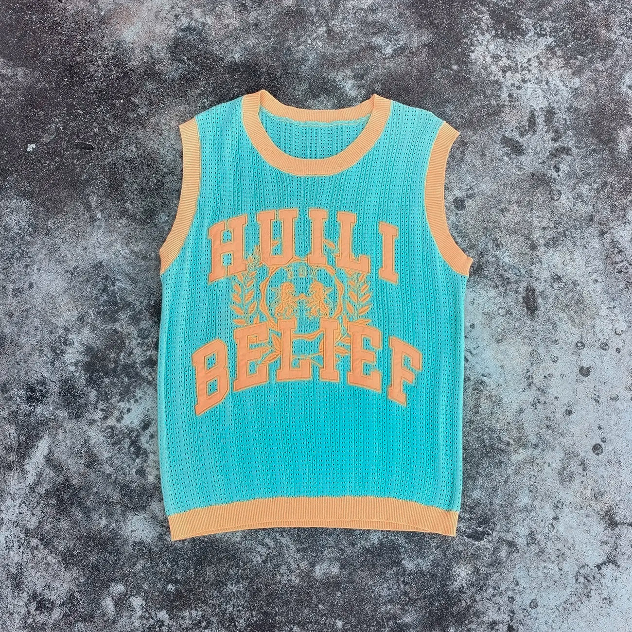 Basic Crew Neck Loose Fit Unisex Tshirts Custom Embroidery logo Men Crochet Knit Sleeveless Sweater T-shirt